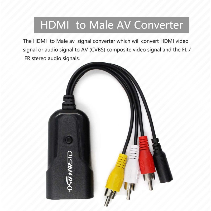 HDSUNWSTD HDMI to AV Adapter Mini HD Video Converter Box HDMI to RCA AV/CVSB L/R Video 1080P HDMI2AV Support NTSC PAL Output - Image 2